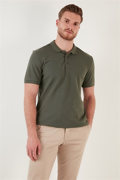 Pamuklu Regular Fit Düğmeli Polo Yaka 3lü Paket Erkek T Shirt 5902127S3 Antrasit-Haki-Yeşil