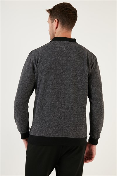 Pamuklu Regular Fit Düğmeli Polo Yaka Erkek Kazak 456211 GRİ