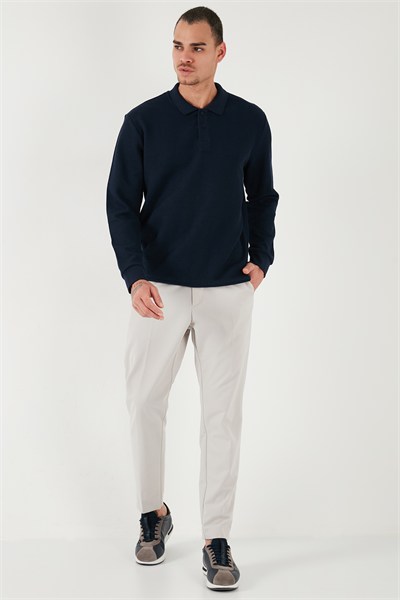 Pamuklu Regular Fit Düğmeli Polo Yaka Erkek Sweat 5905739 KOYU LACİVERT