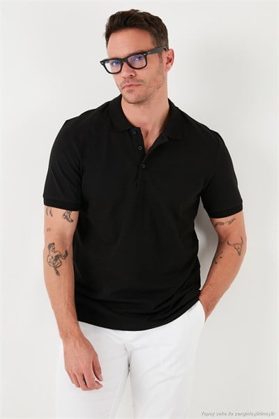 Pamuklu Regular Fit Düğmeli Polo Yaka 3lü Paket Erkek T Shirt 5902127S3 Siyah-Saks-Beyaz