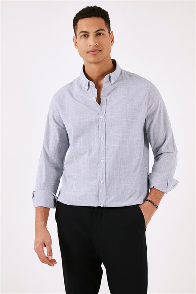 Pamuklu Regular Fit Düğmeli Yaka Erkek Gömlek CF24S116488 SAKS