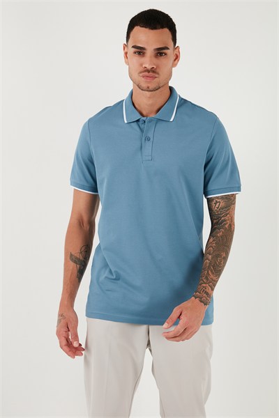 Pamuklu Regular Fit Erkek Polo Yaka T Shirt 5902063 AÇIK MAVİ