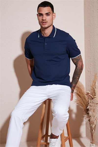 Pamuklu Regular Fit Erkek Polo Yaka T Shirt 5902063 İNDİGO