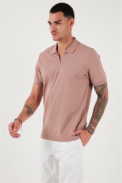 Pamuklu Regular Fit Fermuarlı Erkek Polo Yaka T Shirt 5902915 PUDRA