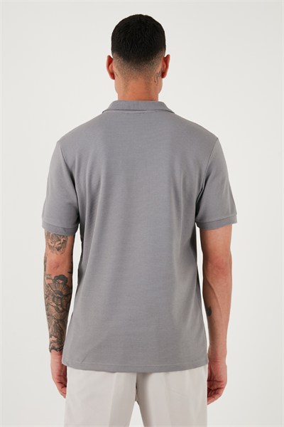 Pamuklu Regular Fit Fermuarlı Erkek Polo Yaka T Shirt 5902915 Kül