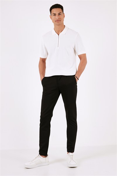 Pamuklu Regular Fit Fermuarlı Erkek Polo Yaka T Shirt 5902434 EKRU