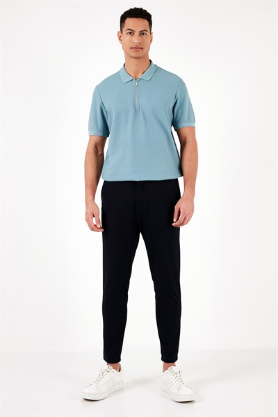 Pamuklu Regular Fit Fermuarlı Erkek Polo Yaka T Shirt 5902434 MAVİ