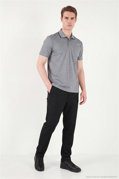Pamuklu Regular Fit Göğüs Cepli Düğmeli Erkek Polo T Shirt 4565001 KOYU SİYAH