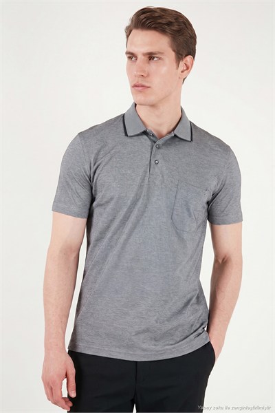Pamuklu Regular Fit Göğüs Cepli Düğmeli Erkek Polo T Shirt 4565001 KOYU SİYAH