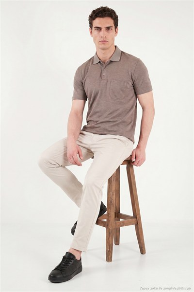 Pamuklu Regular Fit Göğüs Cepli Düğmeli Erkek Polo T Shirt 4565001 KAHVE