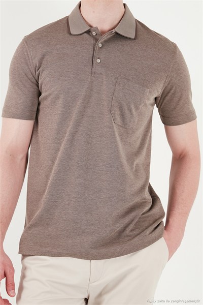 Pamuklu Regular Fit Göğüs Cepli Düğmeli Erkek Polo T Shirt 4565001 KAHVE