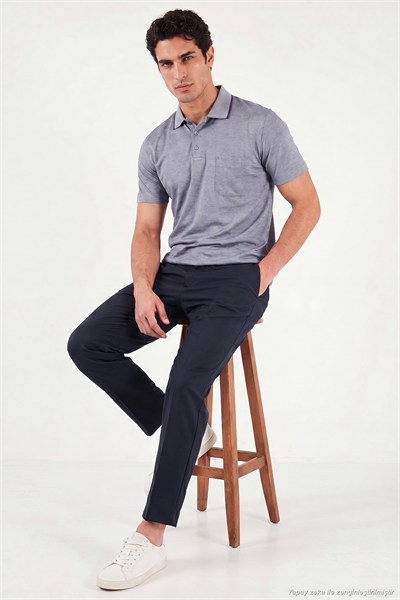 Pamuklu Regular Fit Göğüs Cepli Düğmeli Erkek Polo T Shirt 4565001 KOYU LACİVERT