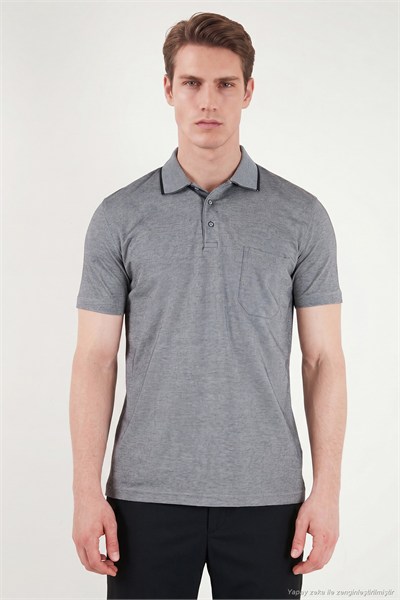 Pamuklu Regular Fit Göğüs Cepli Düğmeli Erkek Polo T Shirt 4565001 KOYU SİYAH