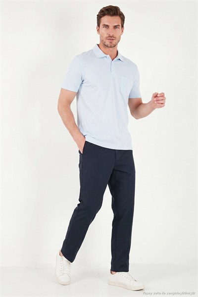 Pamuklu Regular Fit Göğüs Cepli Düğmeli Erkek Polo T Shirt 4565001 BEBE MAVİ