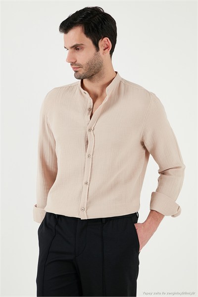 Pamuklu Regular Fit Hakim Yaka Erkek Gömlek CF25S127702 BEJ