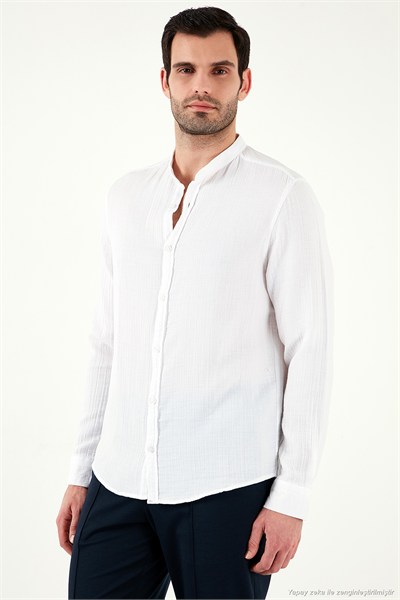 Pamuklu Regular Fit Hakim Yaka Erkek Gömlek CF25S127702 BEYAZ