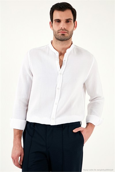 Pamuklu Regular Fit Hakim Yaka Erkek Gömlek CF25S127702 BEYAZ
