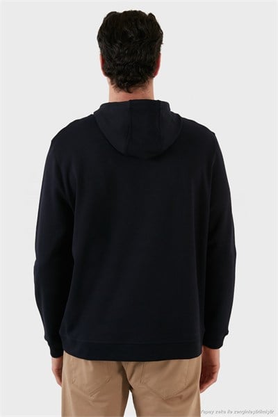 Pamuklu Regular Fit Kanguru Cepli Kapüşonlu Erkek Sweat 6141006B LACİVERT
