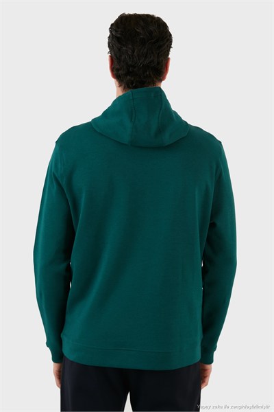 Pamuklu Regular Fit Kanguru Cepli Kapüşonlu Erkek Sweat 6141006B PETROL