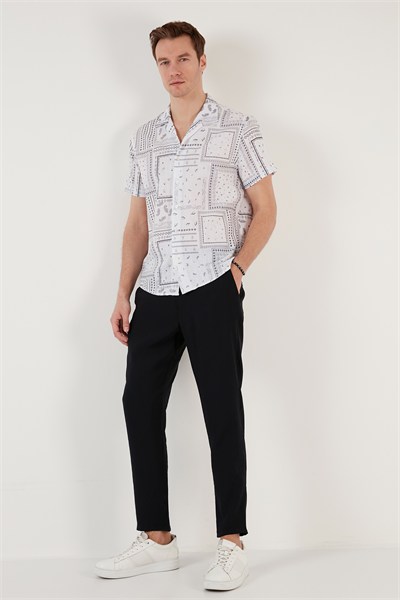 Pamuklu Regular Fit Kısa Kollu Erkek Gömlek CF24S117514 BEYAZ