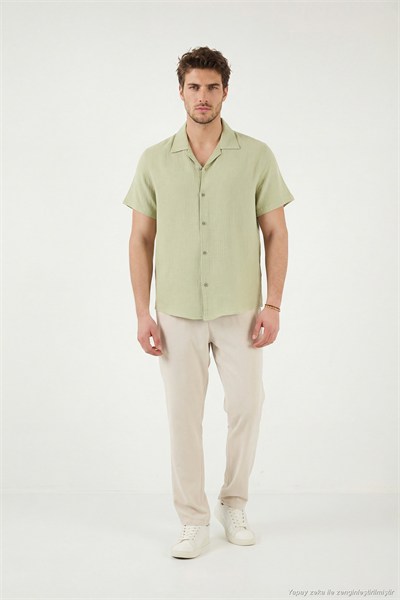 Pamuklu Regular Fit Klasik Yaka Kısa Kollu Erkek Gömlek CF26S125404 MİNT