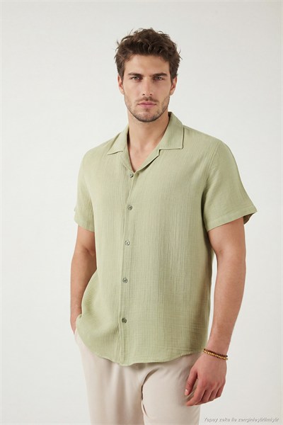 Pamuklu Regular Fit Klasik Yaka Kısa Kollu Erkek Gömlek CF26S125404 MİNT