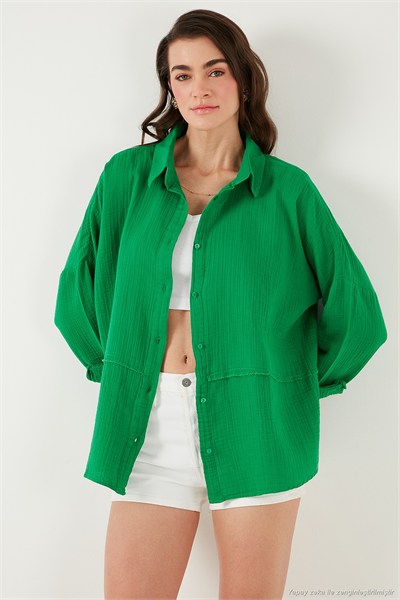 Pamuklu Regular Fit Müslin Kadın Gömlek CF25S166905 BENETTON