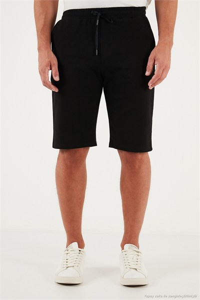 Pamuklu Regular Fit Normal Bel Belden Bağlamalı Erkek Short 5908021 SİYAH