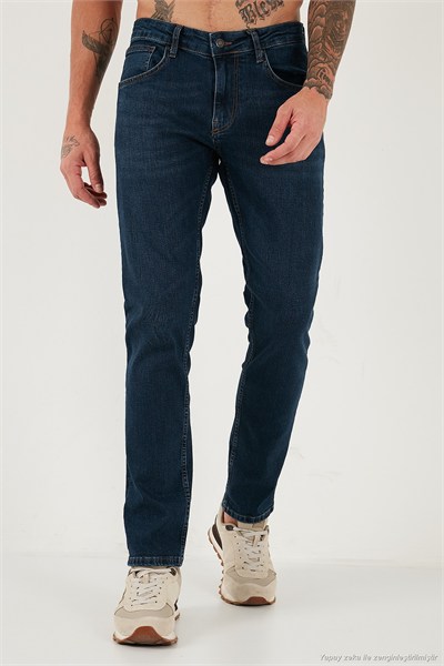 Pamuklu Regular Fit Normal Bel Boru Paça Jeans Erkek Kot Pantolon 2203C28PARMA LACİVERT