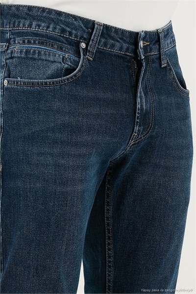 Pamuklu Regular Fit Normal Bel Boru Paça Jeans Erkek Kot Pantolon 2211C35PARMA MAVİ