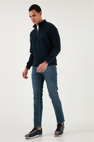 Pamuklu Regular Fit Normal Bel Boru Paça Jeans Erkek Kot Pantolon 2211C36PARMA MAVİ