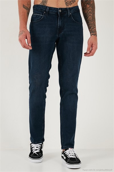 Pamuklu Regular Fit Normal Bel Boru Paça Jeans Erkek Kot Pantolon 2211C16PARMA LACİVERT