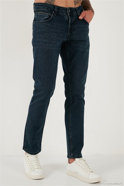 Pamuklu Regular Fit Normal Bel Boru Paça Jeans Erkek Kot Pantolon 2211C26PARMA MAVİ