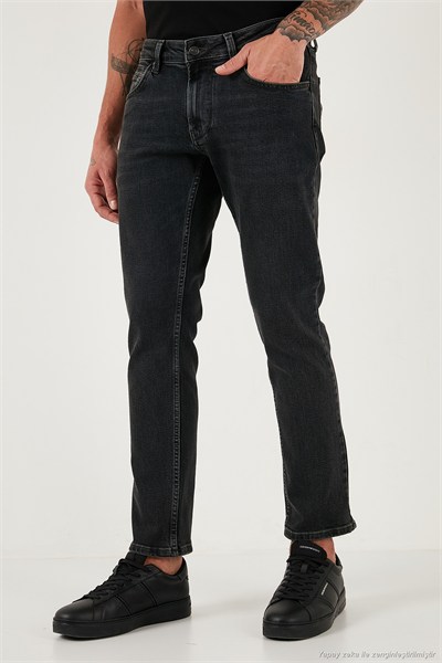Pamuklu Regular Fit Normal Bel Boru Paça Jeans Erkek Kot Pantolon 2211C30PARMA SİYAH