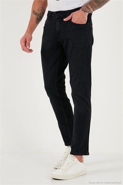 Pamuklu Regular Fit Normal Bel Boru Paça Jeans Erkek Kot Pantolon 2211C13PARMA SİYAH