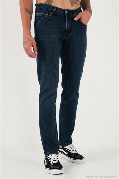 Pamuklu Regular Fit Normal Bel Boru Paça Jeans Erkek Kot Pantolon 2211C16PARMA LACİVERT
