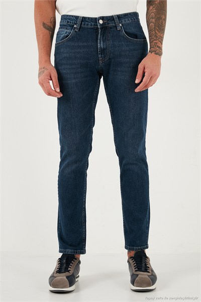 Pamuklu Regular Fit Normal Bel Boru Paça Jeans Erkek Kot Pantolon 2211C35PARMA MAVİ