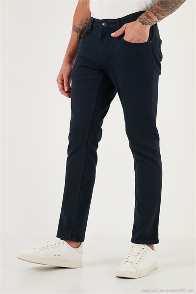 Pamuklu Regular Fit Normal Bel Boru Paça Jeans Erkek Kot Pantolon 2211C40PARMA LACİVERT