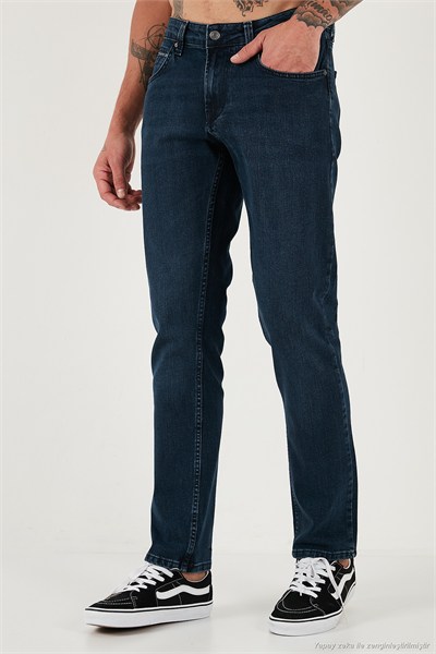 Pamuklu Regular Fit Normal Bel Boru Paça Jeans Erkek Kot Pantolon 2211C16PARMA LACİVERT