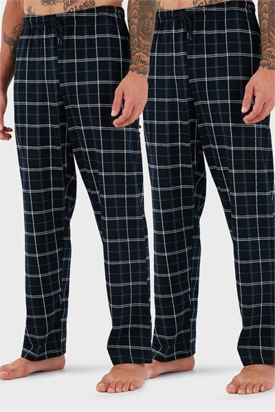 Pamuklu Regular Fit Normal Bel Düz Paça Cepli 2li Paket Erkek Pijama Altı 6574003S2 LACİVERT-LACİVERT
