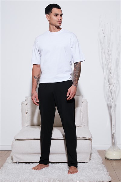 Pamuklu Regular Fit Normal Bel Düz Paça Cepli 2li Paket Erkek Pijama Altı 6574003S2 SİYAH-SİYAH