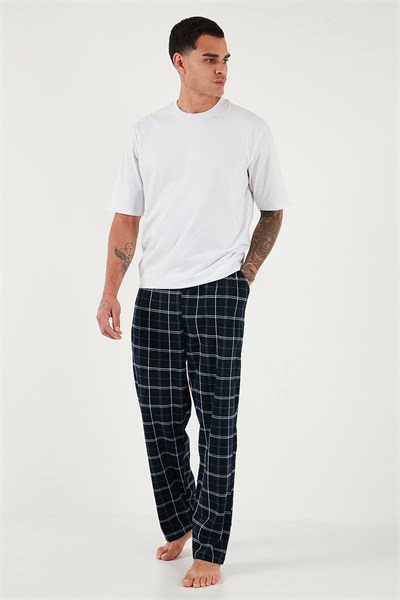 Pamuklu Regular Fit Normal Bel Düz Paça Cepli 2li Paket Erkek Pijama Altı 6574003S2 LACİVERT-LACİVERT