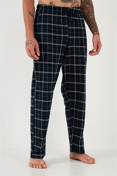 Pamuklu Regular Fit Normal Bel Düz Paça Cepli 2li Paket Erkek Pijama Altı 6574003S2 LACİVERT-SİYAH