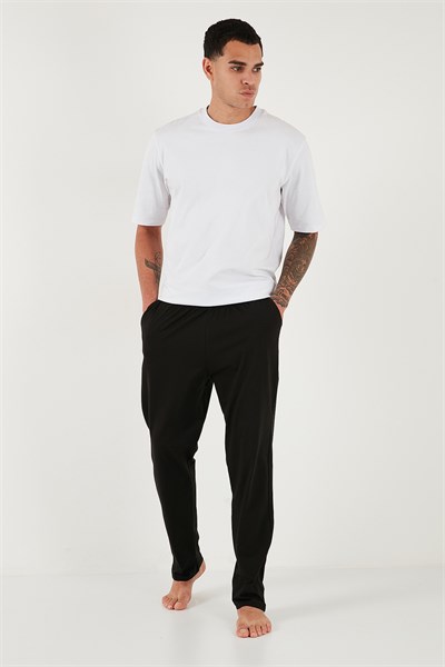 Pamuklu Regular Fit Normal Bel Düz Paça Cepli 2li Paket Erkek Pijama Altı 6574003S2 LACİVERT-SİYAH