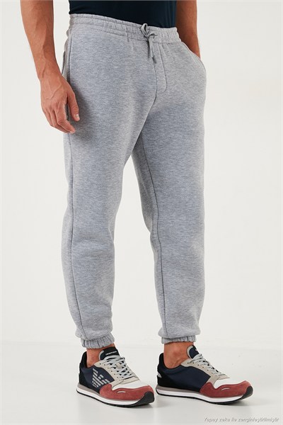 Pamuklu Regular Fit Normal Bel Lastikli Paça Cepli Erkek Eşofman Altı 59080153W4 GRİ MELANJ