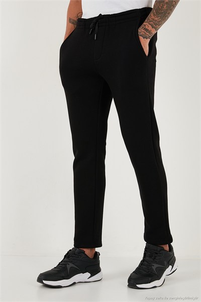 Pamuklu Regular Fit Normal Bel Şardonlu Erkek Eşofman Altı 5908040 SİYAH