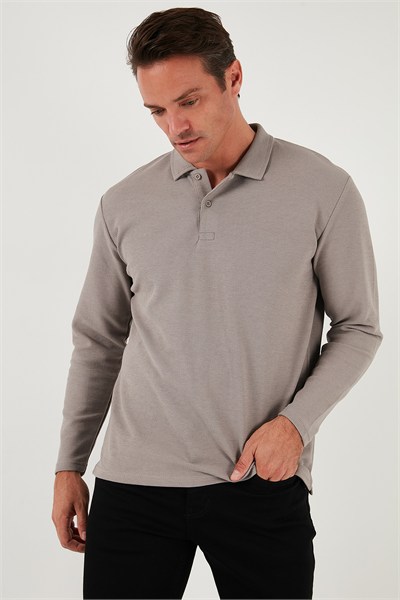 Pamuklu Regular Fit Polo Yaka Erkek Sweat 5905715 Kül