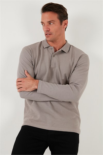 Pamuklu Regular Fit Polo Yaka Erkek Sweat 5905715 Kül