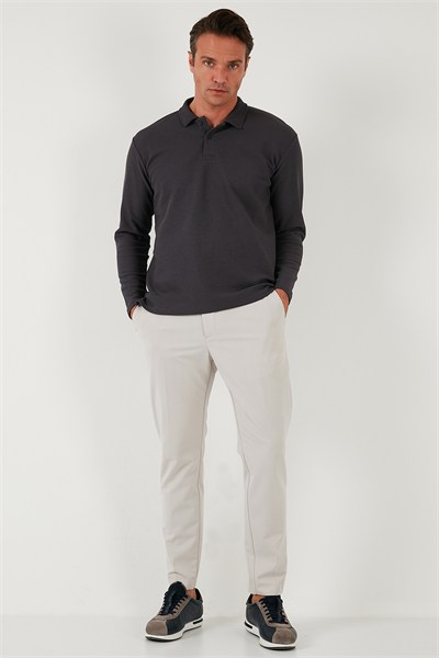 Pamuklu Regular Fit Polo Yaka Erkek Sweat 5905715 ANTRASİT