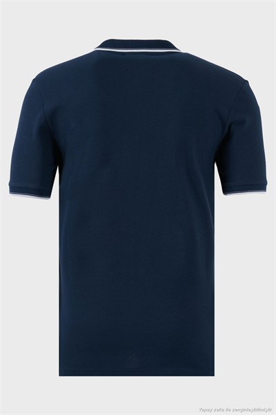 Pamuklu Regular Fit Şerit Detaylı 3lü Paket Erkek Polo Yaka T Shirt 5902964S3 Vizon-Siyah-İndigo